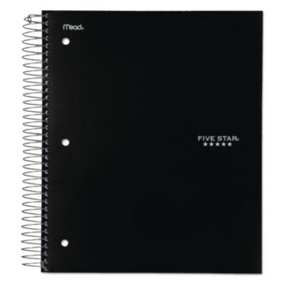 Wirebound Notebook, 5-Subject, Medium/College Rule, Black Cover, (200) 11 x 8.5 Sheets