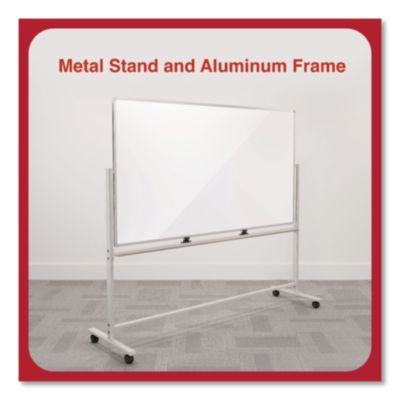 Magnetic Steel Mobile Dry Erase Board, 72 x 40, White Surface, Silver Aluminum Frame