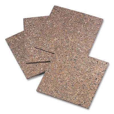 Cork Bulletin Board Tiles, 1 Ft x 1 Ft, Brown Surface, Frameless, 4/Pack