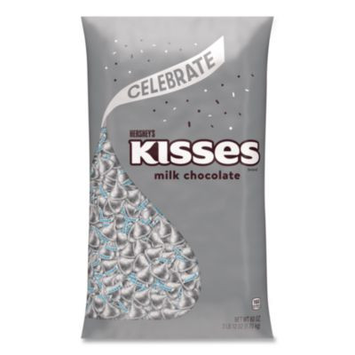 Kisses Milk Chocolate Candy, Silver Foils, 60 Oz Bag