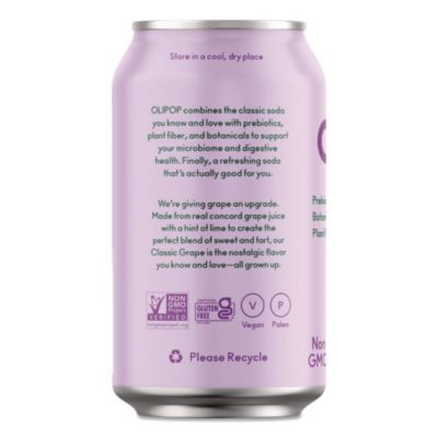 Prebiotic Soda, Classic Grape, 12 Oz Can, 12/Carton
