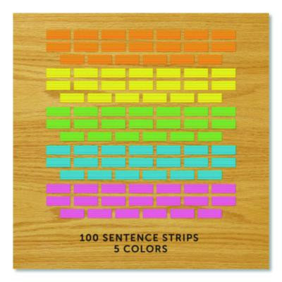 Five-Color Ruled Word Strips, 8" x 3", Assorted Colors, 100/Pack