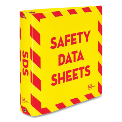 Ultraduty Safety Data Sheet Binders With Chain, 3 Rings, 2" Capacity, 11 x 8.5, Yellow/Red