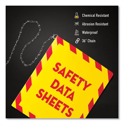Ultraduty Safety Data Sheet Binders With Chain, 3 Rings, 2" Capacity, 11 x 8.5, Yellow/Red