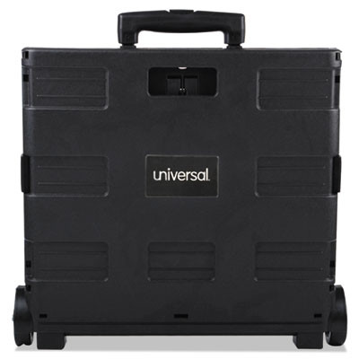 Collapsible Mobile Storage Crate, Plastic, 18.25 x 15 x 18.25 To 39.37, Black