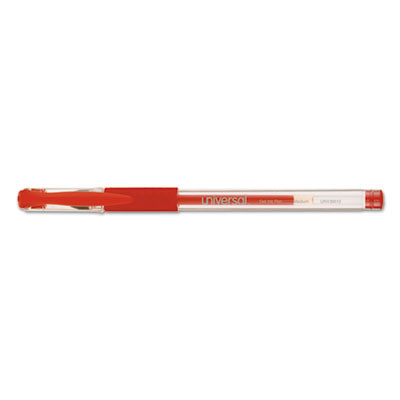 Comfort Grip Gel Pen, Stick, Medium 0.7 Mm, Red Ink, Clear/Red Barrel, Dozen