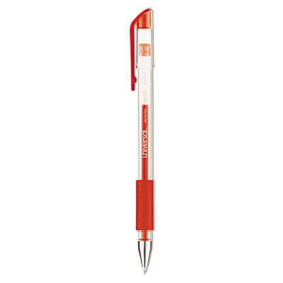 Comfort Grip Gel Pen, Stick, Medium 0.7 Mm, Red Ink, Clear/Red Barrel, Dozen