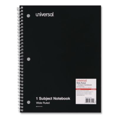 Wirebound Notebook, 1-Subject, Wide/Legal Rule, Black Cover, (70) 10.5 x 8 Sheets