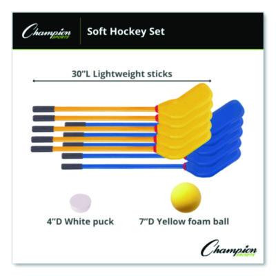 Rhino Soft Hockey Set, 30" Long, (10) Sticks/7" Ball/4" Puck