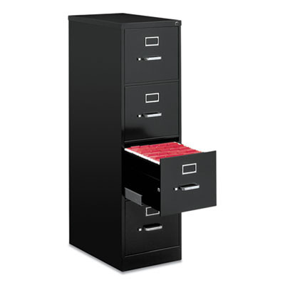 Economy Vertical File, 4 Letter-Size File Drawers, Black, 15" X 25" X 52"