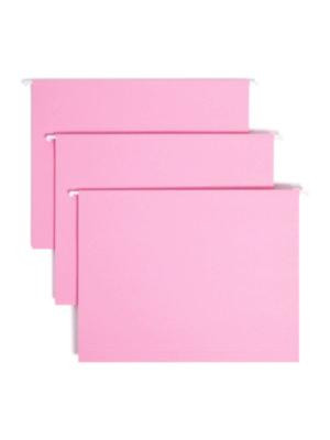 Colored Hanging File Folders With 1/5 Cut Tabs, Letter Size, 1/5-Cut Tabs, Pink, 25/Box