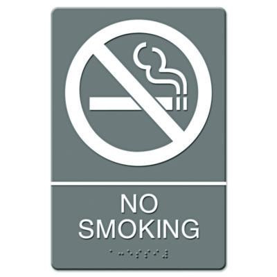 Ada Sign, No Smoking Symbol W/Tactile Graphic, Molded Plastic, 6 X 9, Gray