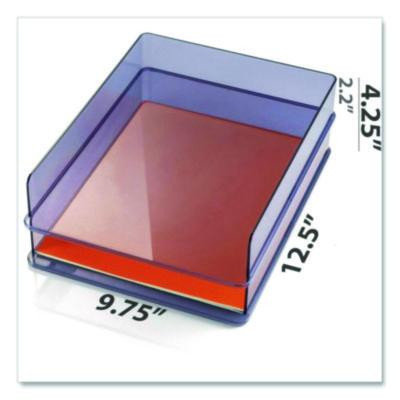 Recycled Plastic Letter Tray, 1 Section, Letter Size Files, 10.16" x 12.8" x 2.76", Translucent Ash, 2/Pack