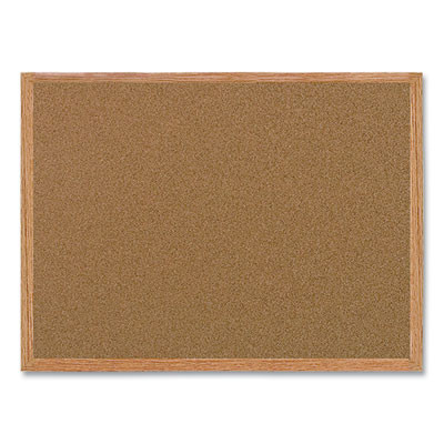 Value Cork Board With Oak Frame, 24" x 36", Brown Surface, Natural Oak Frame