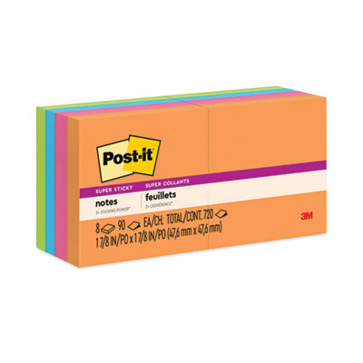 Pads In Energy Boost Collection Colors, 2" x 2", 90 Sheets/Pad, 8 Pads/Pack