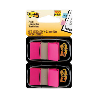 Standard Page Flags In Dispenser, Bright Pink, 50 Flags/Dispenser, 2 Dispensers/Pack