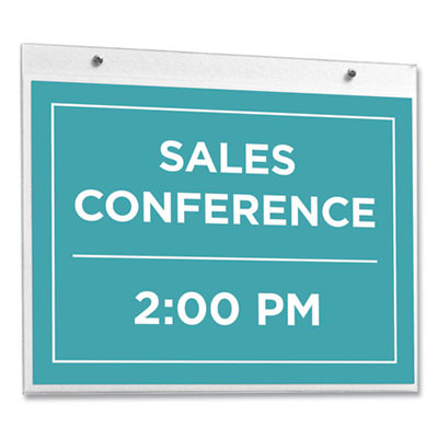 Clear Plastic Horizontal-Orientation Wall Sign Holder With Mounting Screws, Quick-Change Insert System, 11 x 8.5 Insert