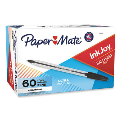 Inkjoy 50St Ballpoint Pen, Stick, Medium 1 Mm, Black Ink, Clear Barrel, 60/Pack