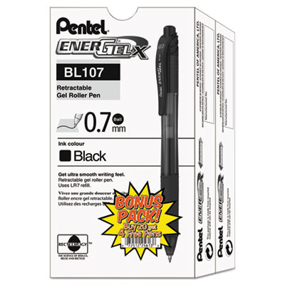 Energel-X Gel Pen, Retractable, Medium 0.7 Mm, Black Ink, Smoke/Black Barrel, 24/Pack