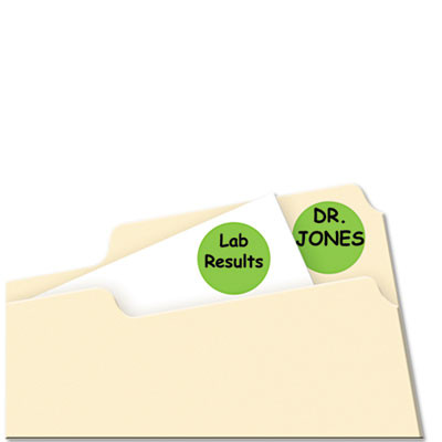 Printable Self-Adhesive Removable Color-Coding Labels, 0.75" Dia, Neon Green, 24/Sheet, 42 Sheets/Pack, (5468)