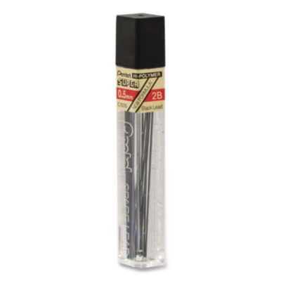 Super Hi-Polymer Lead Refills, 0.5 Mm, 2b, Black, 12/Tube