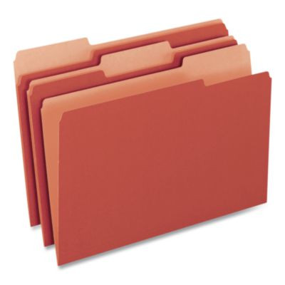 Interior File Folders, 1/3-Cut Tabs: Assorted, Letter Size, Red, 100/Box