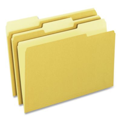 Interior File Folders, 1/3-Cut Tabs: Assorted, Letter Size, Yellow, 100/Box