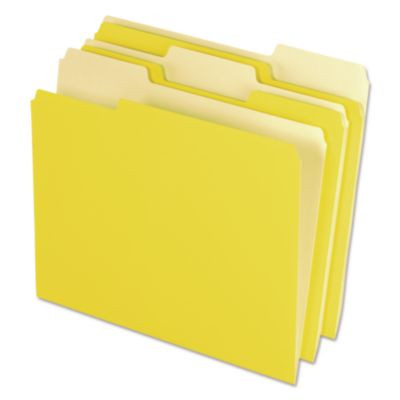 Interior File Folders, 1/3-Cut Tabs: Assorted, Letter Size, Yellow, 100/Box