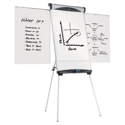 Euro Magnetic Presentation Easel, 27" x 39", White Surface, Satin Aluminum Frame
