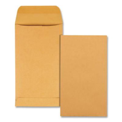 Kraft Coin And Small Parts Envelope, #6, Square Flap, Gummed Closure, 3.38 X 6, Brown Kraft, 500/Box