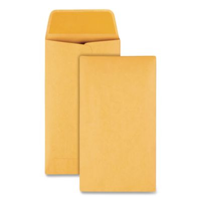 Kraft Coin And Small Parts Envelope, #6, Square Flap, Gummed Closure, 3.38 X 6, Brown Kraft, 500/Box