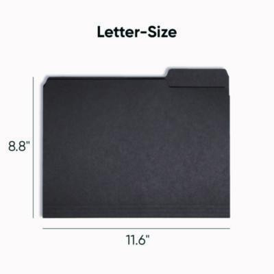 Interior File Folders, 1/3-Cut Tabs: Assorted, Letter Size, 0.75" Expansion, Black/Gray, 100/Box