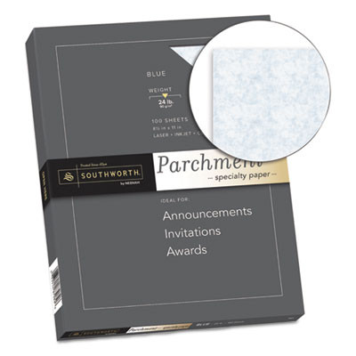 Parchment Specialty Paper, 24 Lb Bond Weight, 8.5 x 11, Blue, 100/Box
