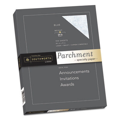 Parchment Specialty Paper, 24 Lb Bond Weight, 8.5 x 11, Blue, 100/Box