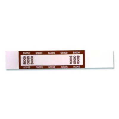 Currency Straps, Self-Adhesive, Fifties, $5,000 Strap, Brown/White, 1,000/Pack