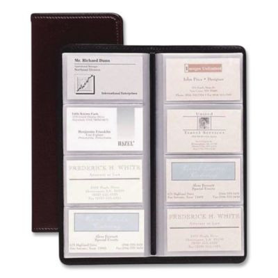 Business Card File, Holds 96 Cards, 4.3 x 0.4 x 10.4, Vinyl, Black