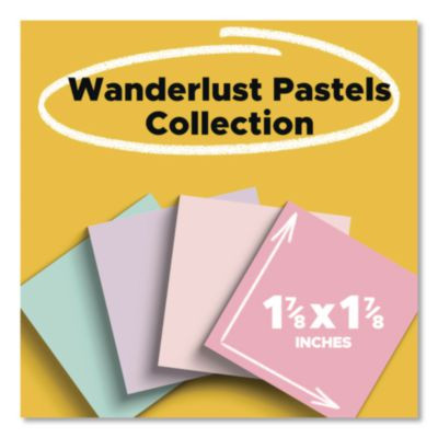 Recycled Notes In Wanderlust Pastels Collection Colors, 1.88" x 1.88", Assorted Colors, 70 Sheets/Pad, 18 Pads/Pack