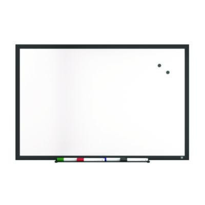 Magnetic Steel Dry Erase Board, 24" x 36", White Surface, Black Aluminum Frame