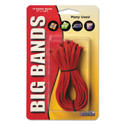 Big Bands Rubber Bands, Size 117b, 0.06" Gauge, Red, 12/Pack