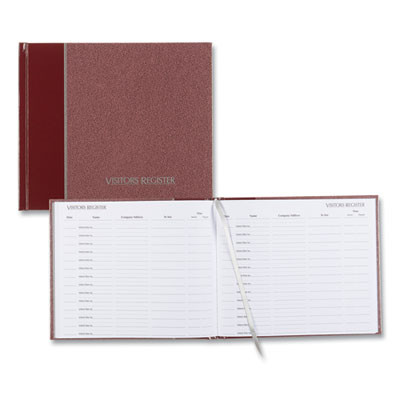 Hardcover Visitor Register Book, Burgundy Cover, 9.78 X 8.5 Sheets, 128 Sheets/Book