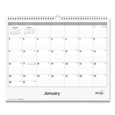 Enterprise Wall Calendar, Geometric Artwork, 15 x 12, White/Gray Sheets, 12-Month (Jan To Dec): 2026