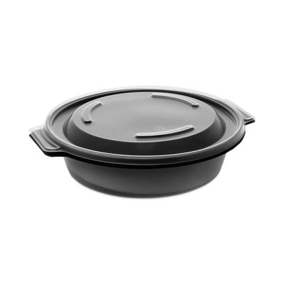 Earthchoice Mealmaster Container With Lid, 16 Oz, 7 x 7 x 1.8, Black/Clear, Plastic, 252/Carton