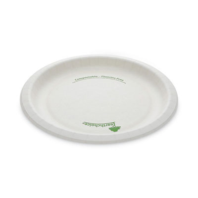 Earthchoice Pressware Compostable Dinnerware, Plate, Paper, 9" Dia, White, 450/Carton