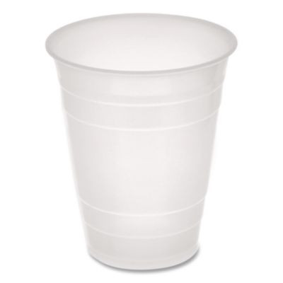 Translucent Drink Cups, Horizontal Sidewall Ribbing, 16 Oz, Plastic, 80/Pack, 12 Packs/Carton