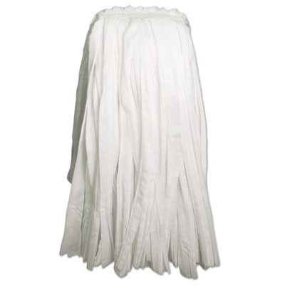 Cut-End Wet Mop Head, Rayon/Polyester, Non-Woven, White, 20Oz