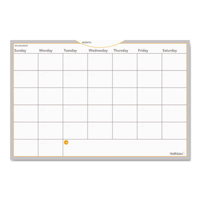 Wallmates Self-Adhesive Dry Erase Monthly Planning Surfaces, 36 X 24, White/Gray/Orange Sheets, Undated