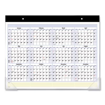 Quicknotes Desk Pad, 22 x 17, White/Blue/Yellow Sheets, Black Binding, Clear Corners, 13-Month: Jan 2026 To Jan 2027
