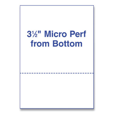 Perforated Laser Cut Sheets, Micro-Perforated 3.5" From Bottom, 24 Lb Bond Weight, 8.5 x 11, White, 500/Ream