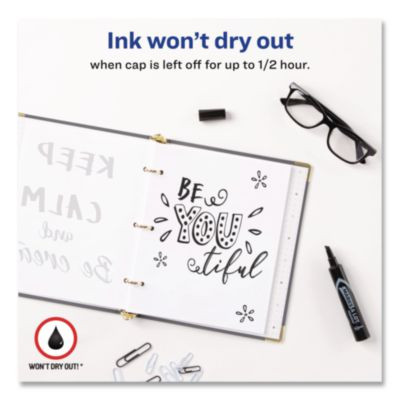 Marks A Lot Regular Desk-Style Permanent Marker, Broad Chisel Tip, Black, Dozen