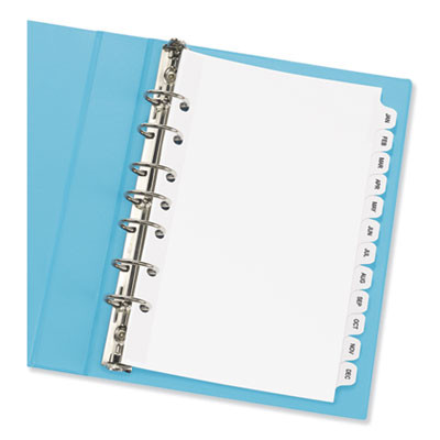 Preprinted Tab Dividers, 12-Tab, Jan. To Dec., 8.5 x 5.5, White, 1 Set